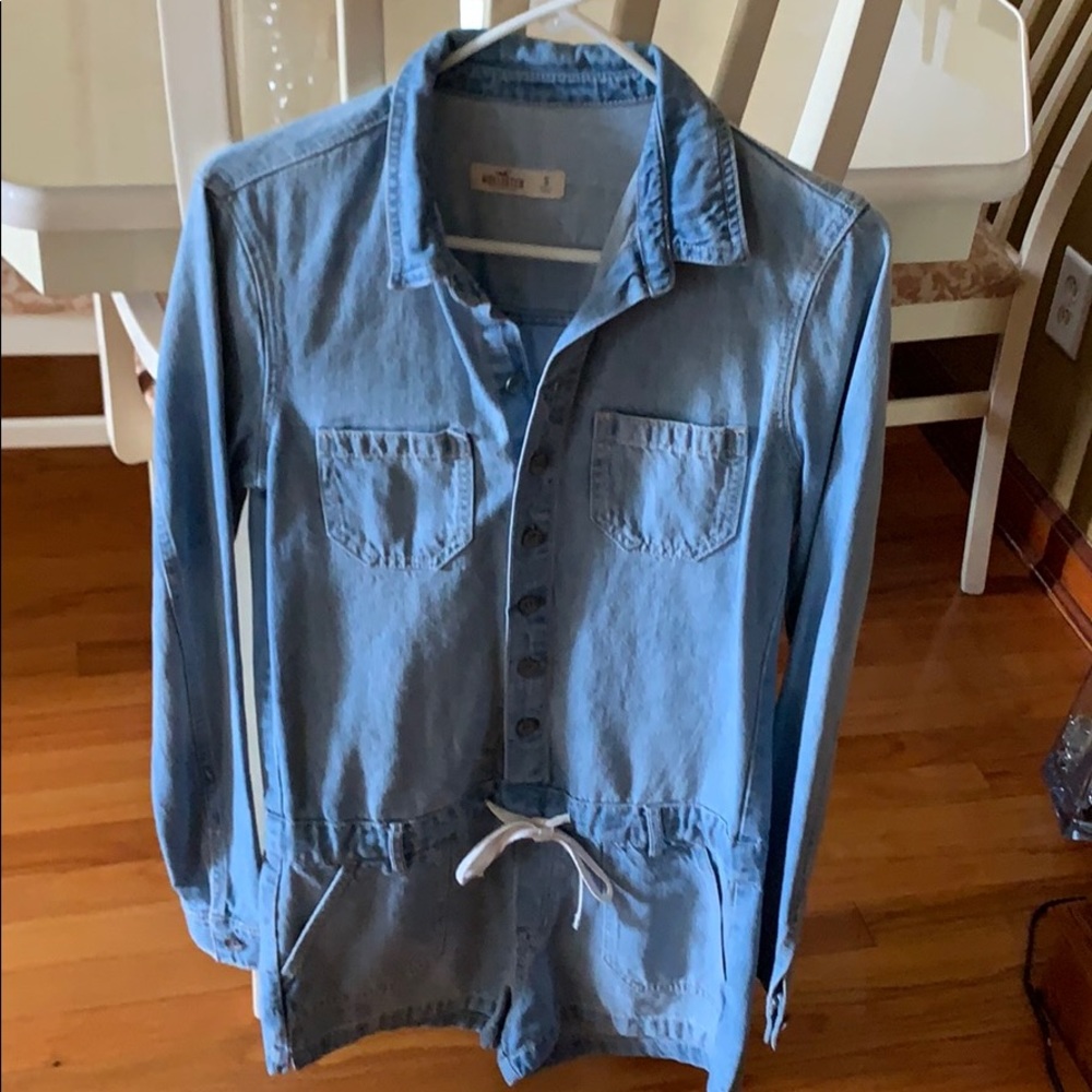 hollister denim jump suit